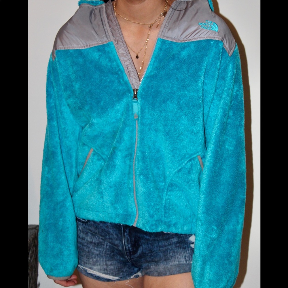 Aqua Blue NorthFace Jacket with hood
